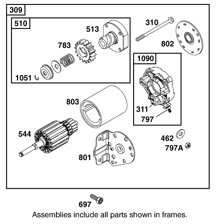 Starter Assembly Briggs and Stratton 311777-0117-E1