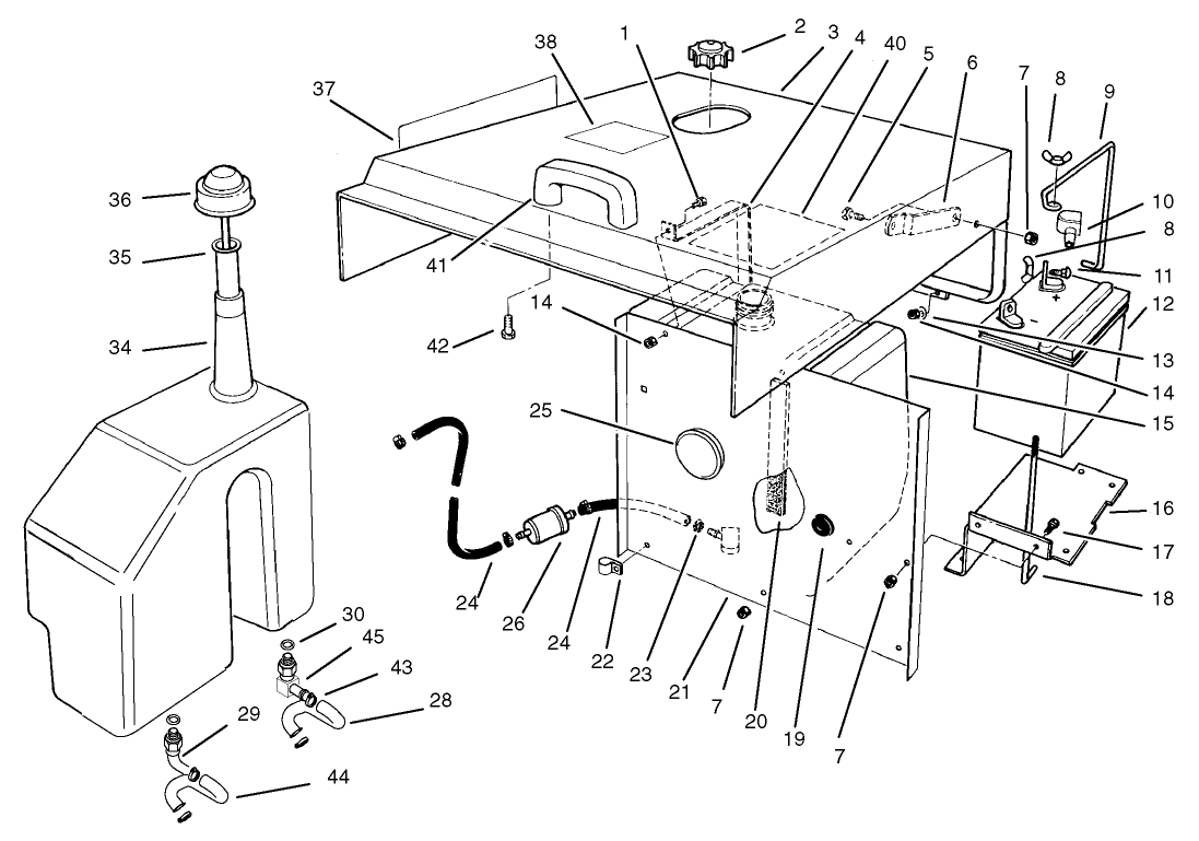 Hood, Fuel Tank and Hydraulic Reservoir Assembly