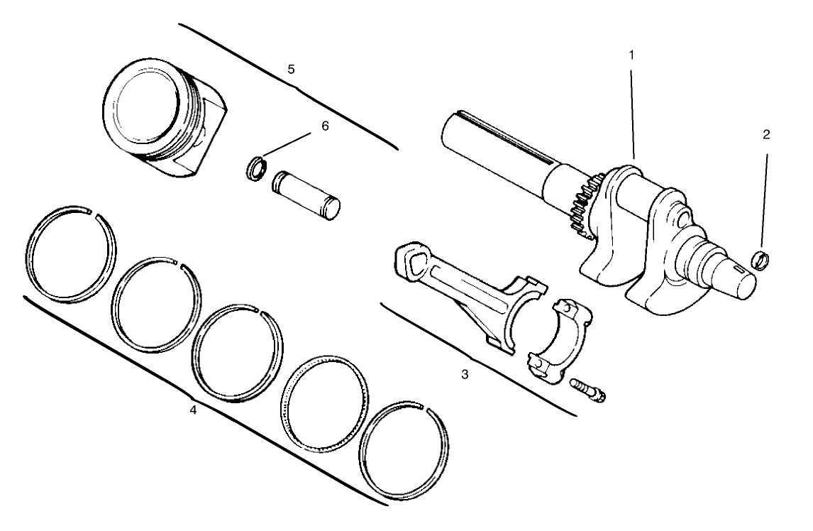 Crankshaft, Piston and Rings (CH20QS PS64556 Kohler)