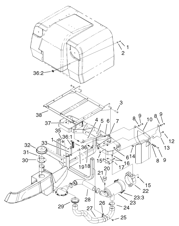 Air Cleaner and Bagger Frame Assembly