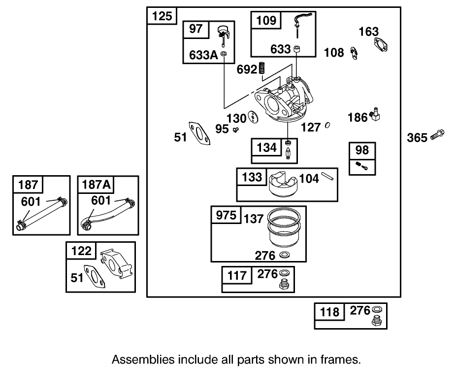 Carburetor Assembly  Engine Briggs and Stratton Model 126302-0245-E1