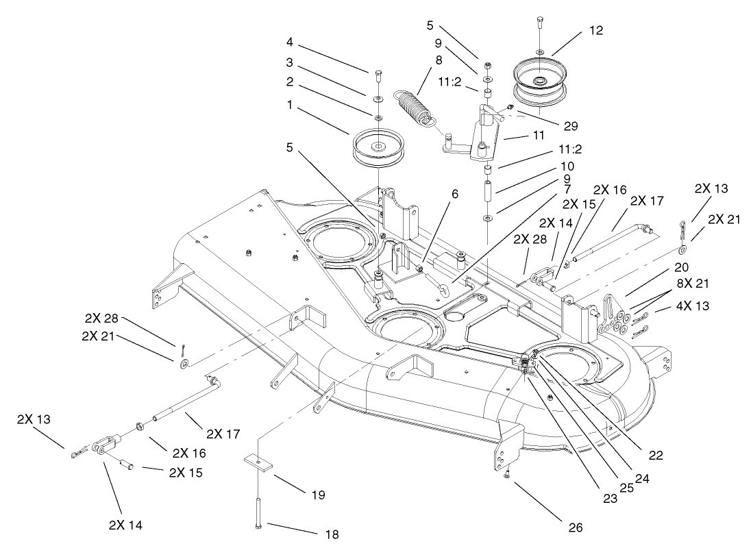 44in Deck Belt Drive and Lift Assembly