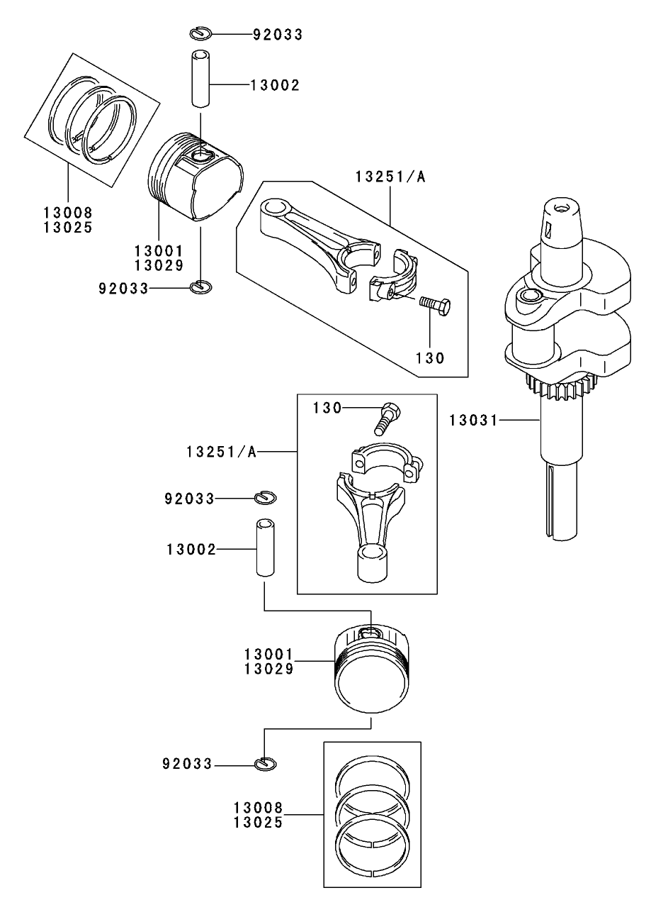 Piston / Crankshaft Assembly  Kawasaki FH500V-AS36