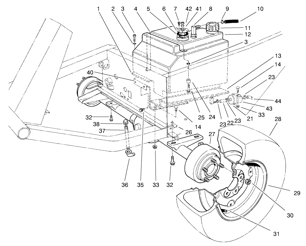 Front Axle and Fuel Tank Assembly