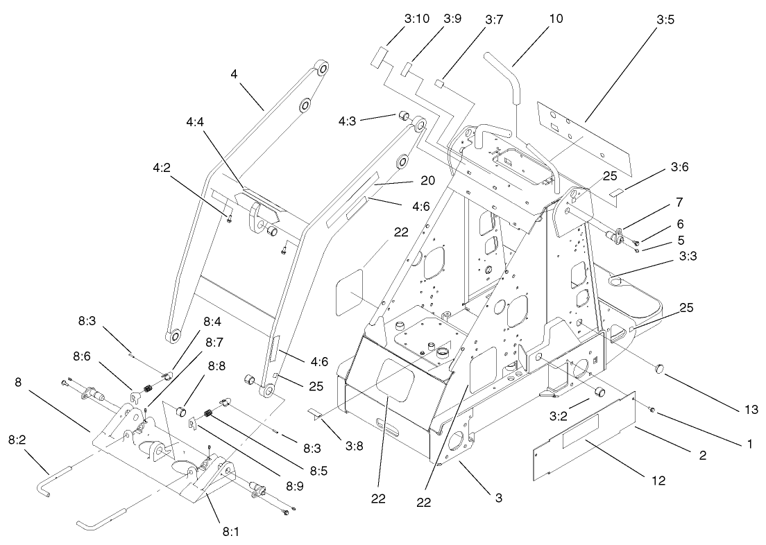 Frame and Loader Arm Assembly