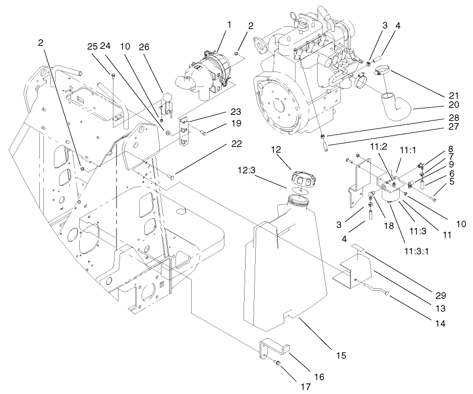 Fuel Tank and Air Filter Assembly