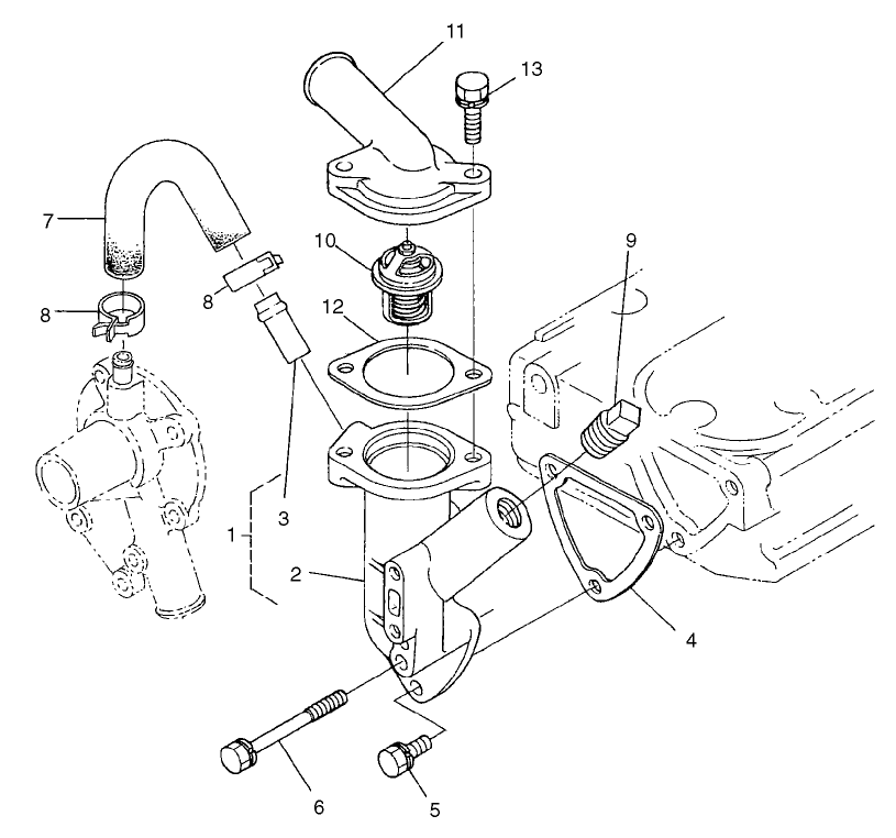 Water Flange and Thermostat Assembly