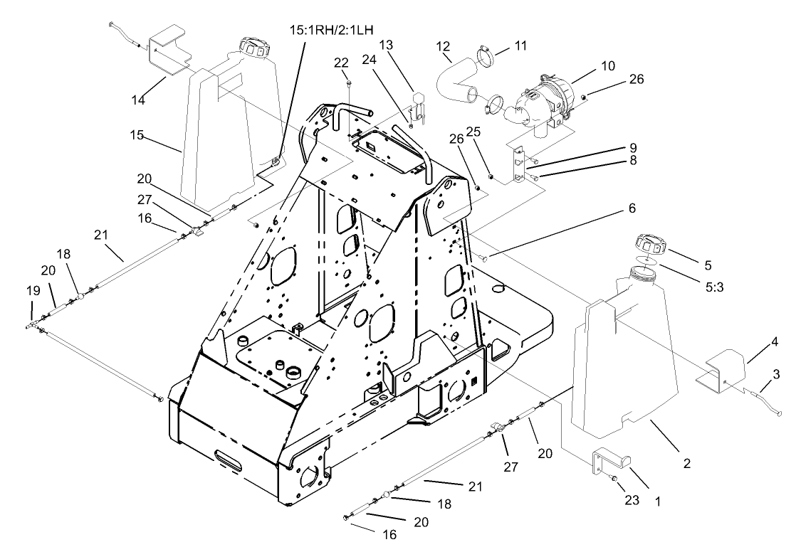 Fuel Tank and Air Filter Assembly