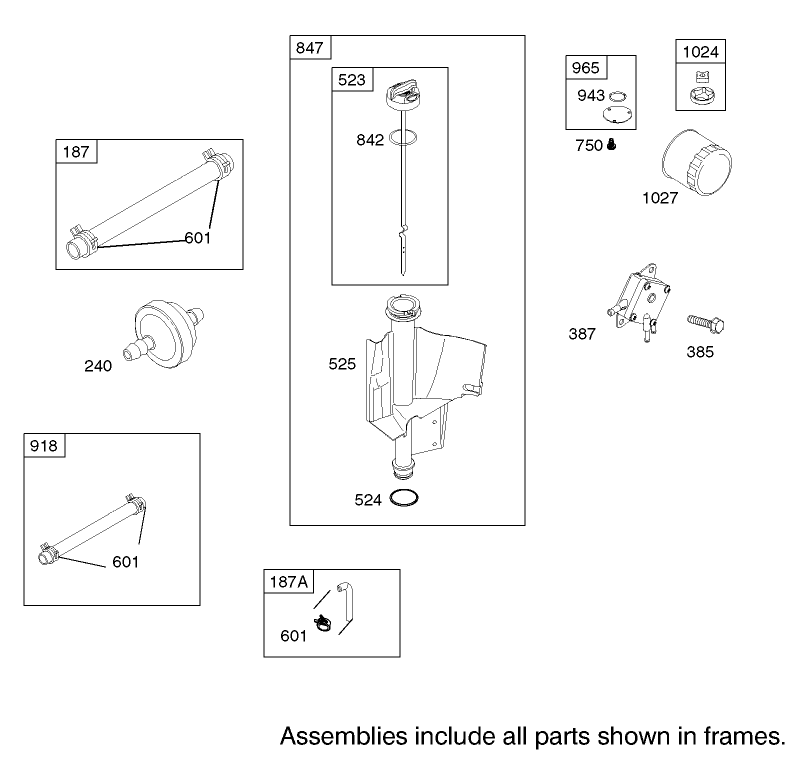 Oil Filter, Tube and Pump Assembly  Briggs and Stratton 31E777-0126-E1