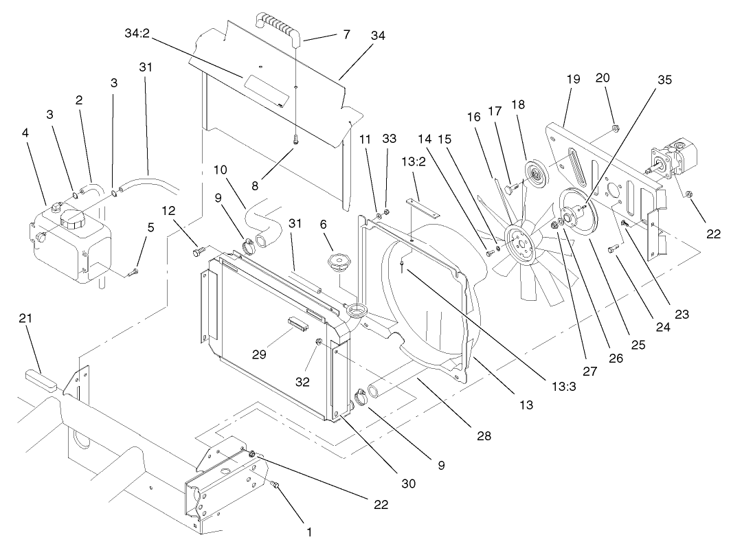 Radiator and Hydraulic Pump Assembly