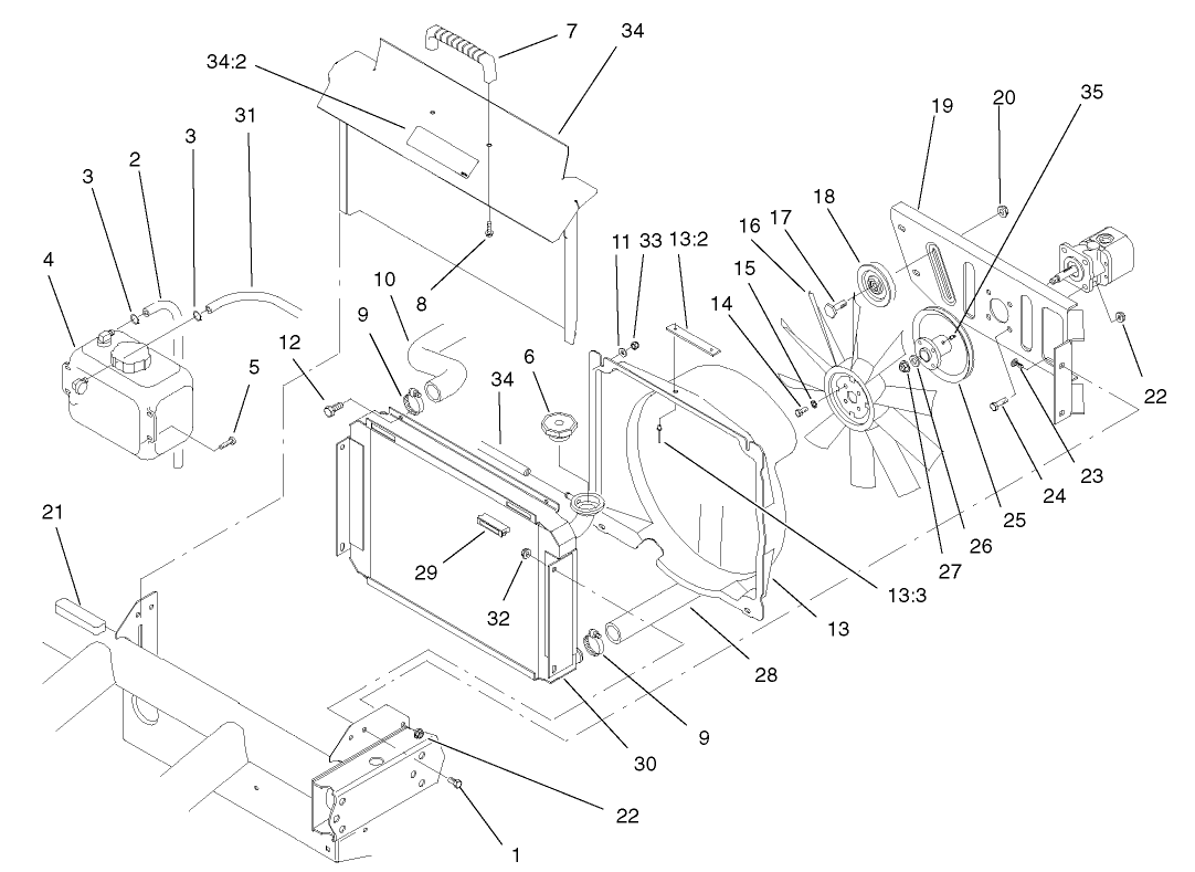 Radiator and Hydraulic Pump Assembly