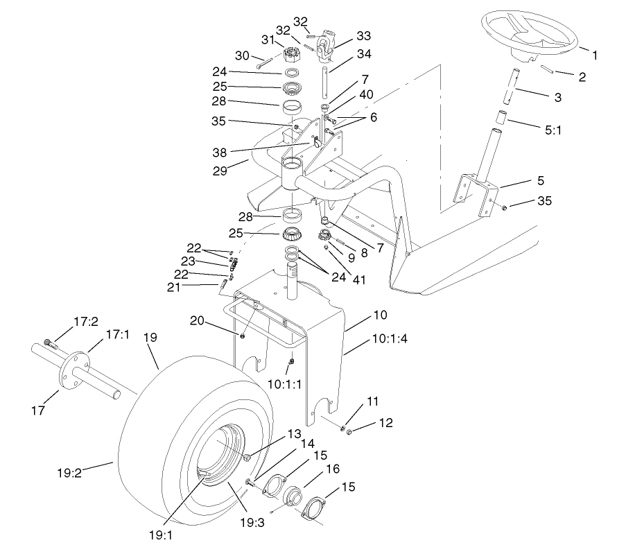 Front Wheel and Steering Assembly