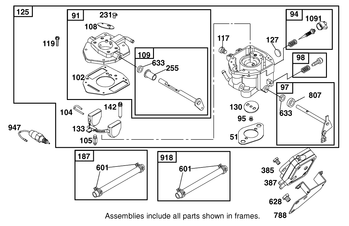 Carburetor Assembly Briggs and Stratton 303447-1180-E1