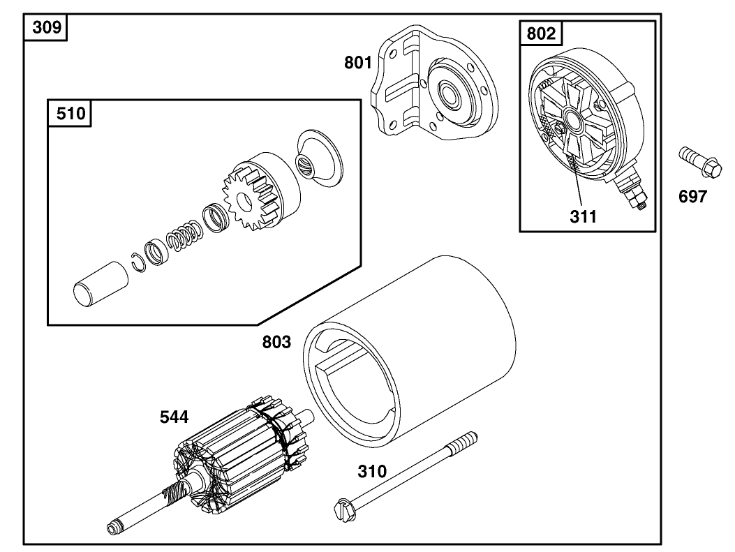 Starter Assembly Briggs and Stratton 303447-1180-E1