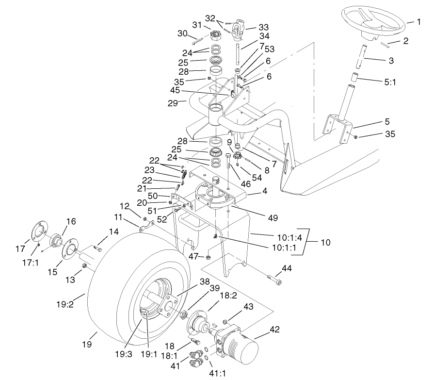 Front Wheel and Steering Assembly