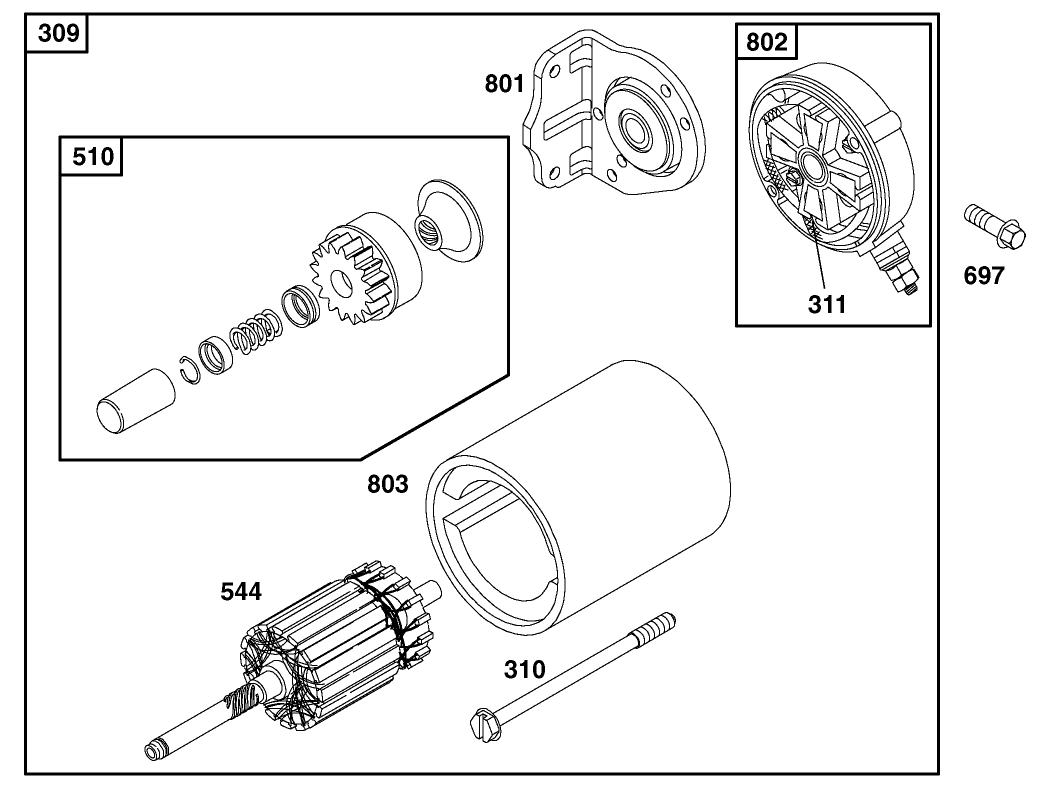 Starter Assembly Engine Briggs and Stratton 303447-1180-E1