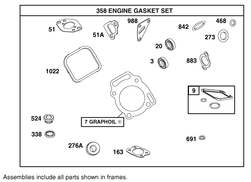 Gasket Assembly Engine Briggs and Stratton 303447-1180-E1