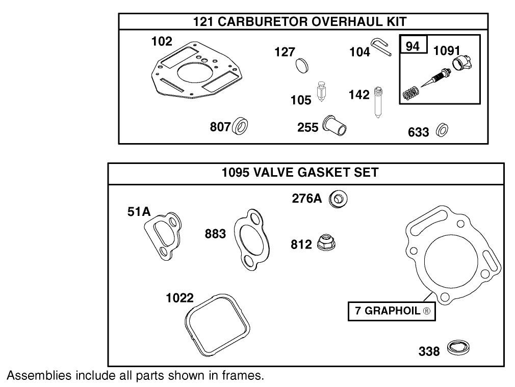 Carburetor Overhaul Kit Assembly Engine Briggs and Stratton 303447-1180-E1