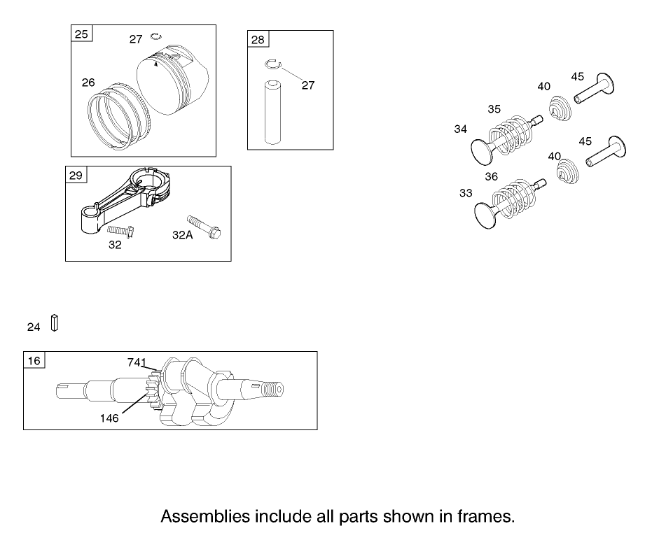 Crankshaft Assembly Engine Briggs and Stratton Model 124K02-0110-B1