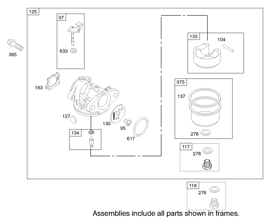 Carburetor Assembly Engine Briggs and Stratton Model 124K02-0110-B1