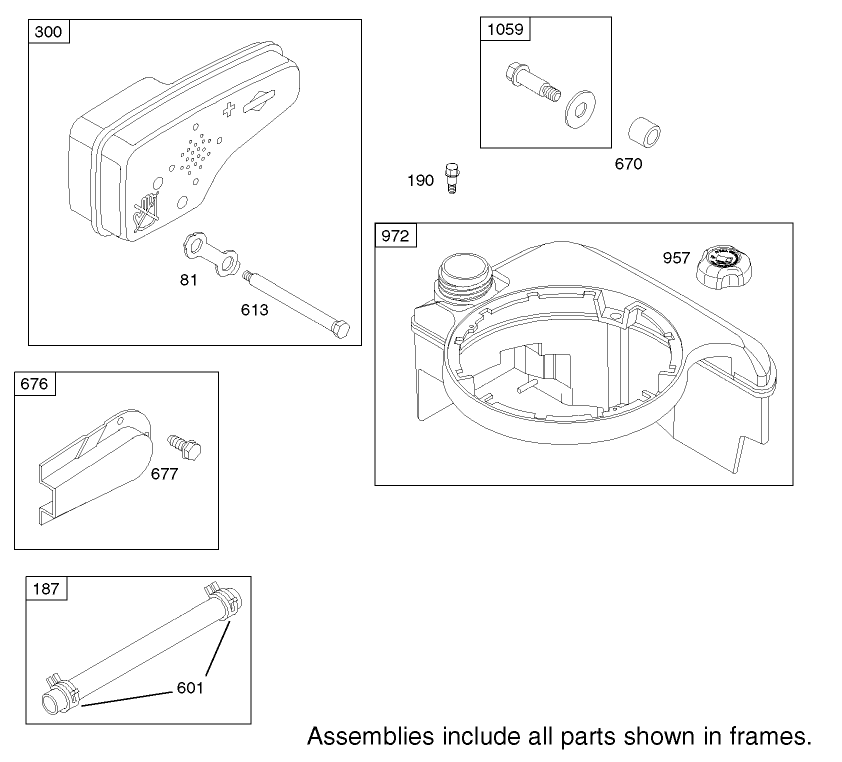 Muffler and Fuel Tank Assembly Engine Briggs and Stratton Model 124K02-0110-B1