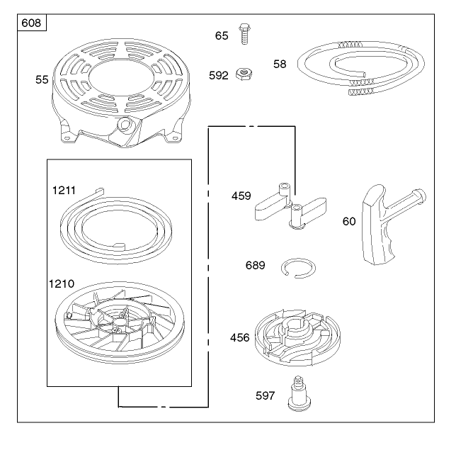 Starter Assembly Engine Briggs and Stratton Model 124K02-0110-B1