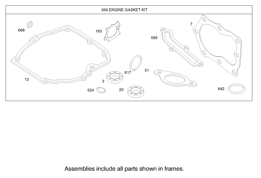 Gasket Assembly Engine Briggs and Stratton Model 124K02-0110-B1