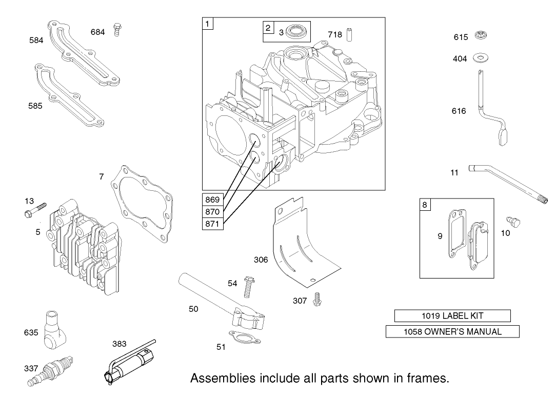 Cylinder Assembly Engine Briggs and Stratton Model 123K02-0114-E1