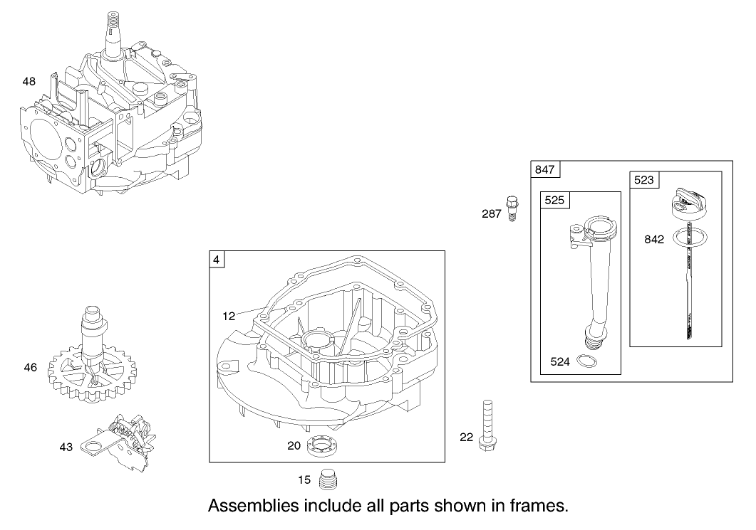 Crankcase Assembly Engine Briggs and Stratton Model 123K02-0114-E1