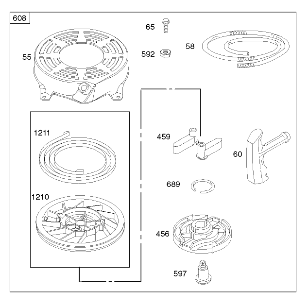 Starter Assembly Engine Briggs and Stratton Model 123K02-0114-E1