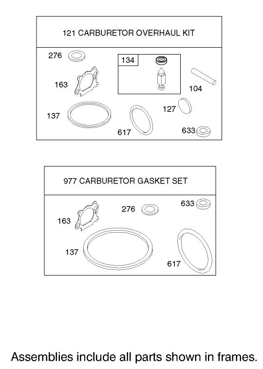 Carburetor Overhaul Kit Assembly Engine Briggs and Stratton Model 123K02-0114-E1
