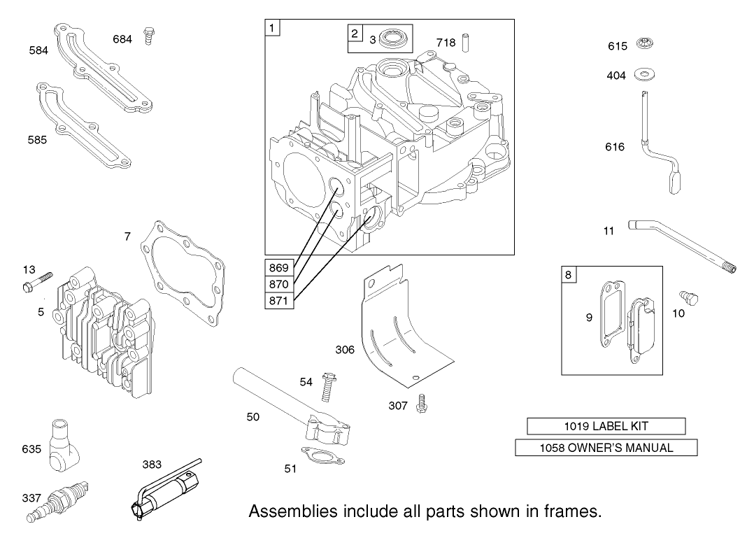 Cylinder Assembly Engine Briggs and Stratton Model 124K02-0110-B1