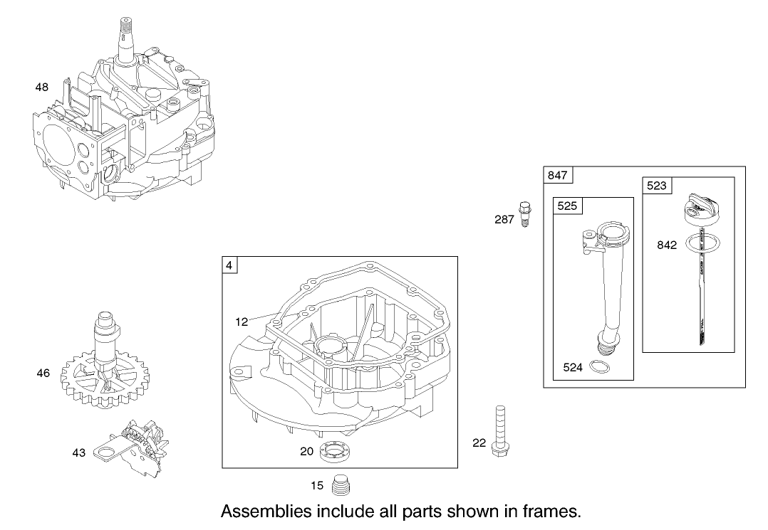 Crankcase Assembly Engine Briggs and Stratton Model 124K02-0110-B1
