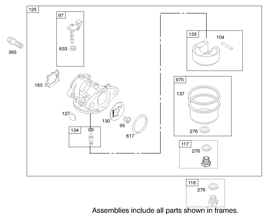 Carburetor Assembly Engine Briggs and Stratton Model 124K02-0110-B1