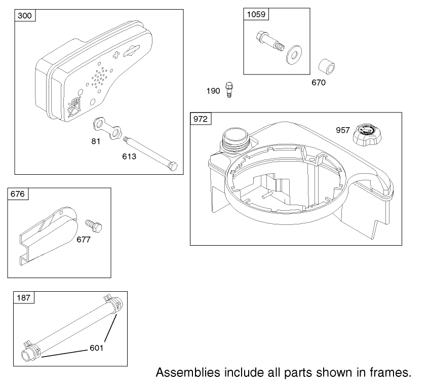 Muffler and Fuel Tank Assembly Engine Briggs and Stratton Model 124K02-0110-B1
