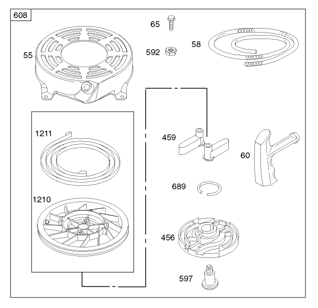 Starter Assembly Engine Briggs and Stratton Model 124K02-0110-B1