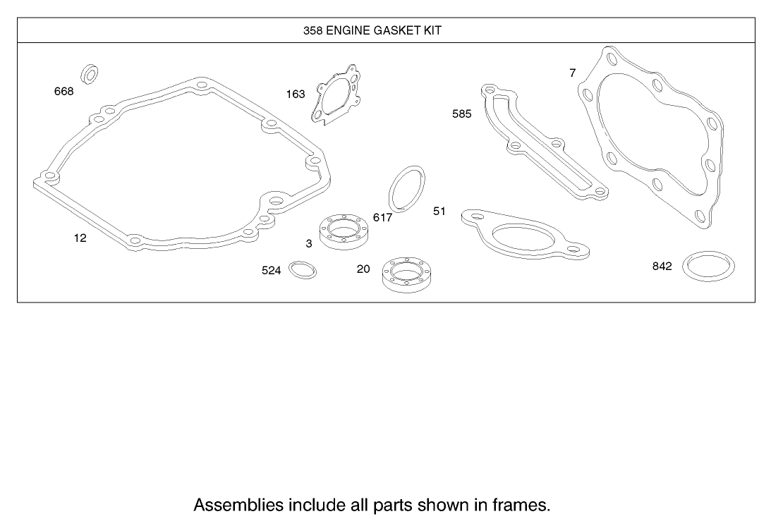 Gasket Assembly Engine Briggs and Stratton Model 124K02-0110-B1