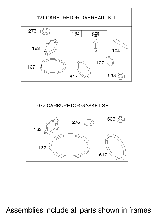 Carburetor Overhaul Kit Assembly Engine Briggs and Stratton Model 124K02-0110-B1