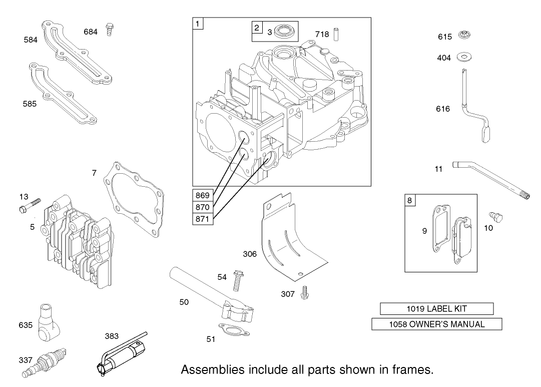 Cylinder Assembly Engine Briggs and Stratton Model 123K02-0114-E1