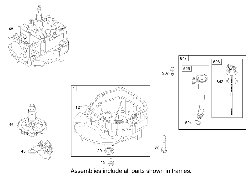Crankcase Assembly Engine Briggs and Stratton Model 123K02-0114-E1