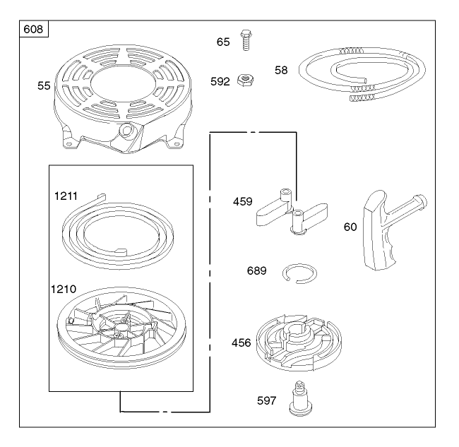 Starter Assembly Engine Briggs and Stratton Model 123K02-0114-E1