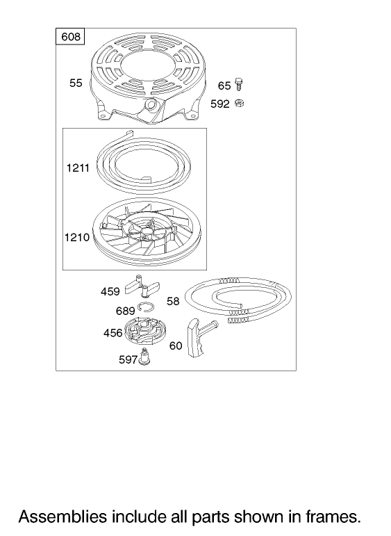 Starter Assembly Engine Briggs and Stratton Model 122602-0111-E1