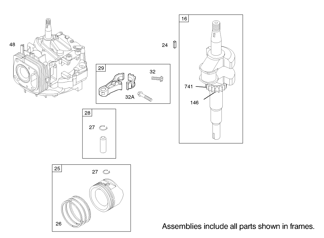 Crankshaft Assembly Engine Briggs and Stratton Model 122607-0118-E1