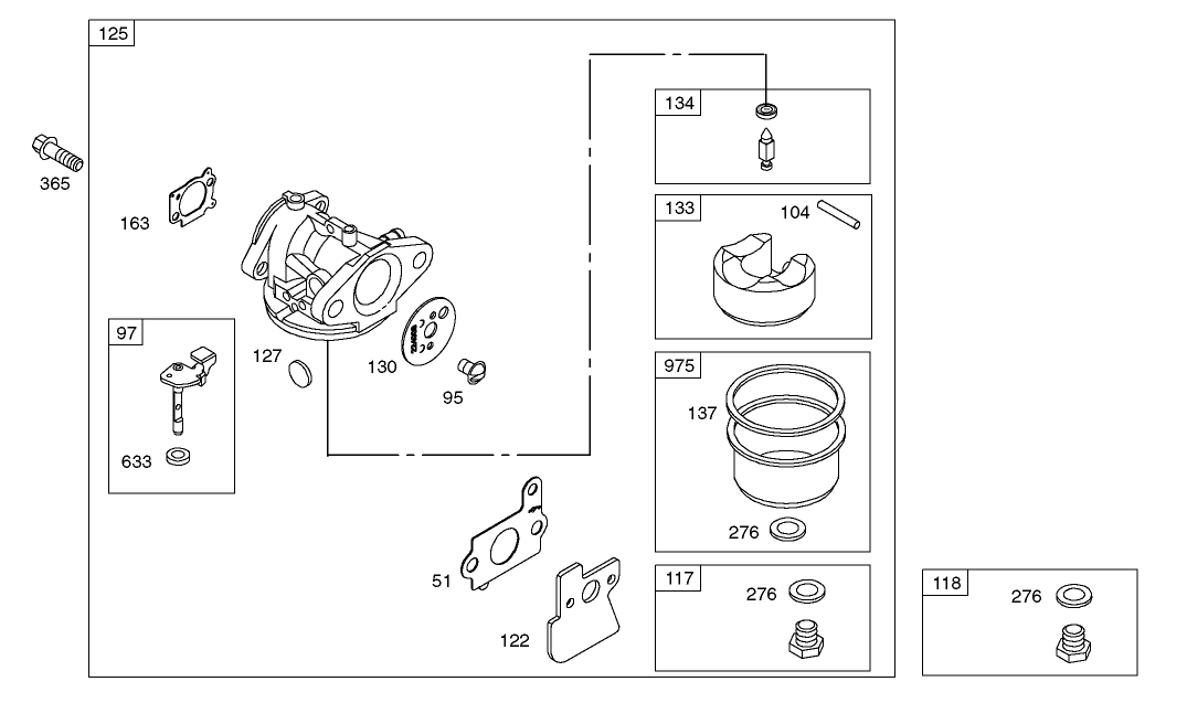 Carburetor Assembly Engine Briggs and Stratton Model 122607-0118-E1