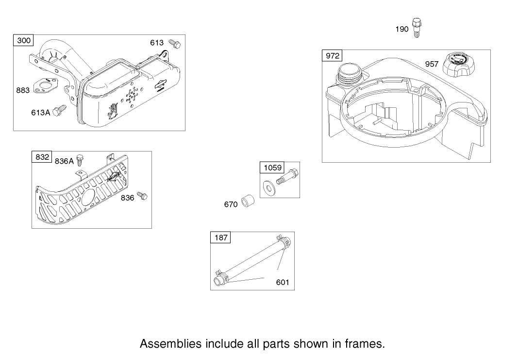 Muffler and Fuel Tank Assembly Engine Briggs and Stratton Model 122607-0118-E1
