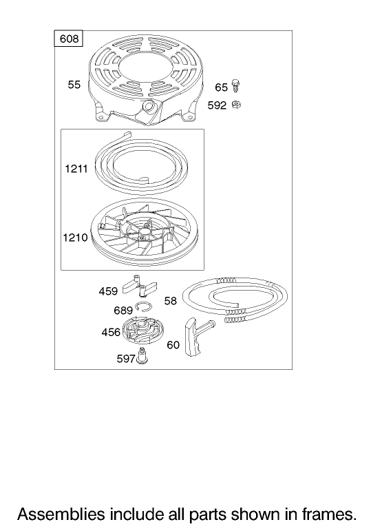 Starter Assembly Engine Briggs and Stratton Model 122607-0118-E1
