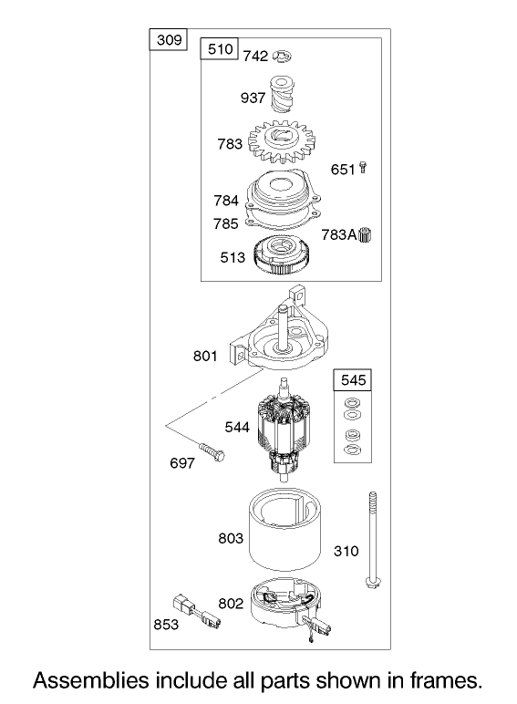 Starter Assembly Engine Briggs and Stratton Model 122607-0118-E1