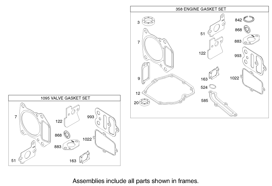 Gasket Assembly Engine Briggs and Stratton Model 122607-0118-E1