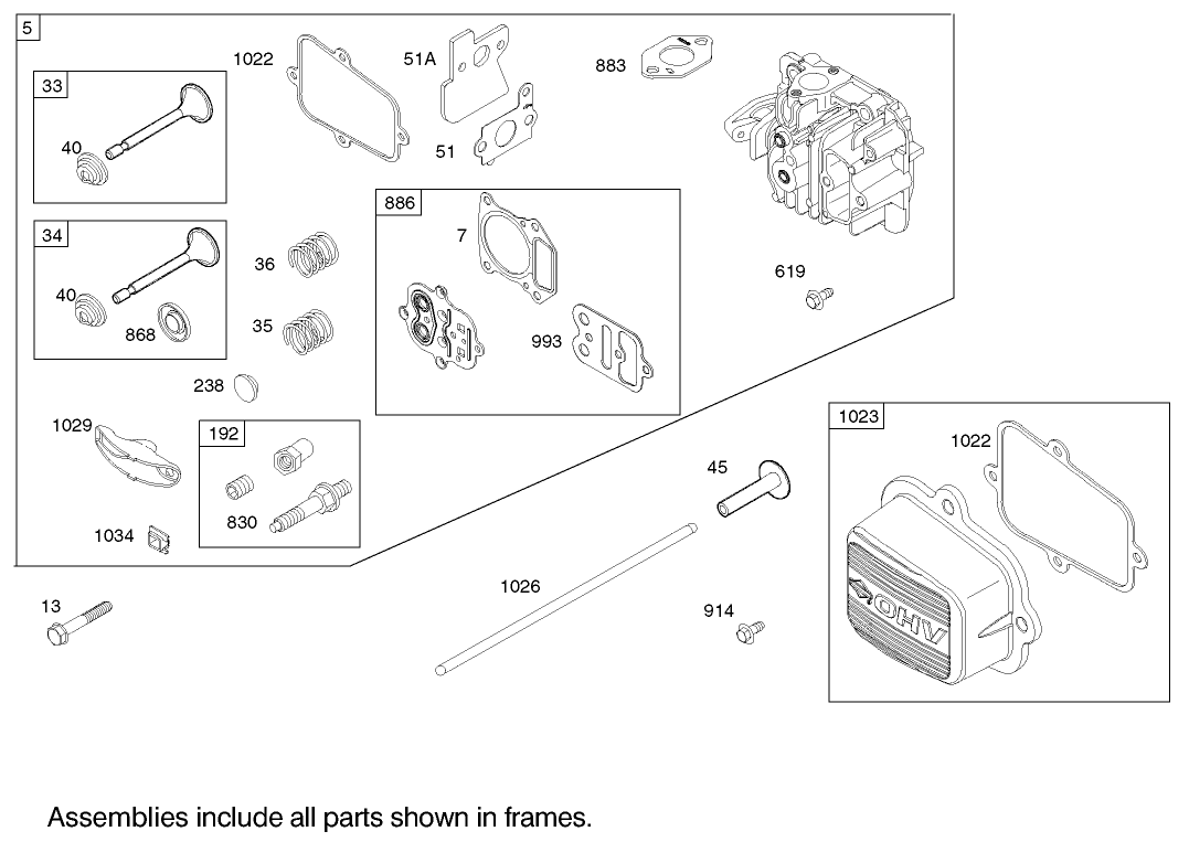 Cylinder Head Assembly Briggs and Stratton Model 122607-0116-E1