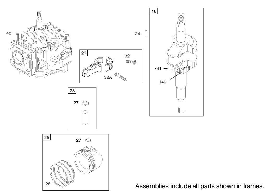 Crankshaft Assembly Briggs and Stratton Model 122607-0116-E1
